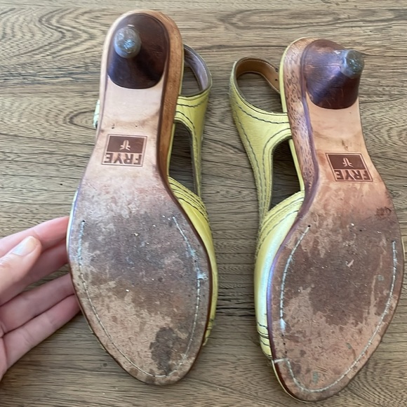 Frye Leather Slingback Sandals; Yellow - Picture 5 of 5